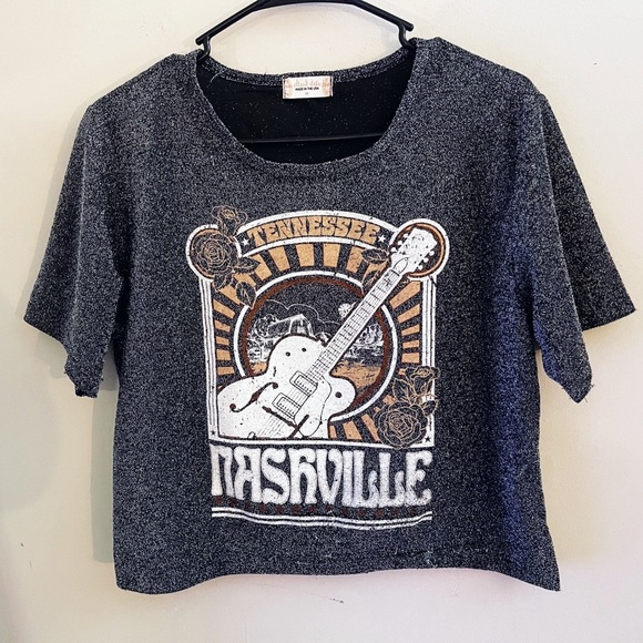 Altard State Metallic Gray Nashville Graphic T-Shirt Western Boho Casual - Picture 1 of 5